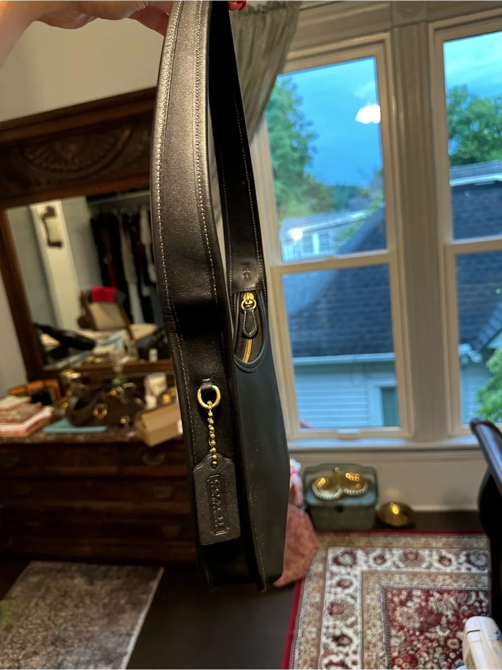 Coach Black curve zip bag with Smooth Leather Finish